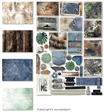 Die Cut Paper Set Contents Background Paper + Photos + Labels & Extras nr.645