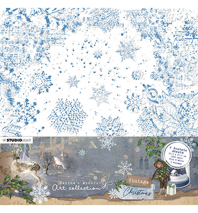 Acetate Sheets White & blue Vintage Christmas nr.04