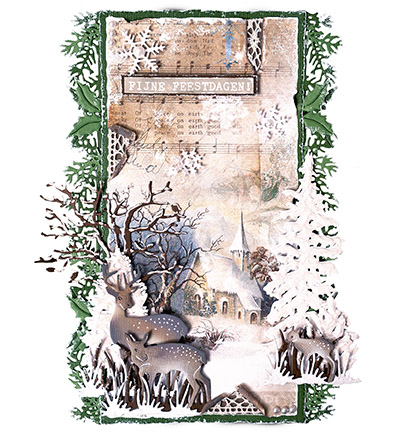 Snijmallen Deer, snow & trees Vintage Christmas nr.721