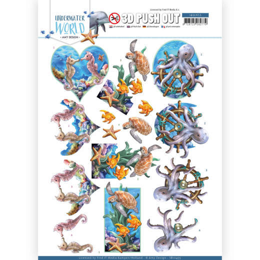 SB10455 3D Push Out - Amy Design - Underwater World - Sea Animals Uitdrukvel - Amy Design - Underwater World - Sea Animals