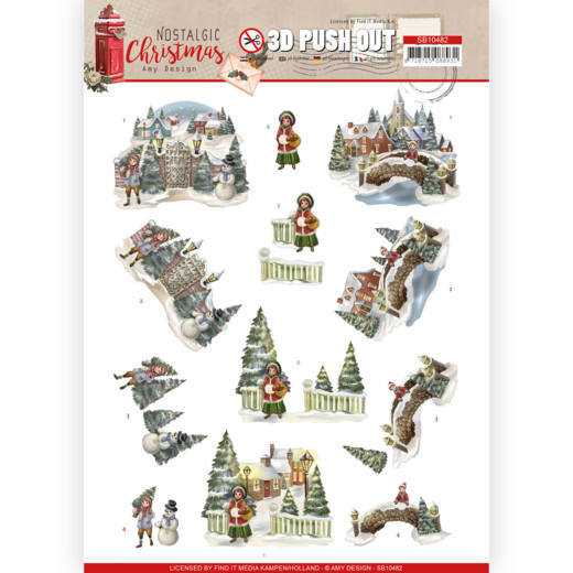 SB10482 3D Push Out - Amy Design - Nostalgic Christmas - Christmas Village uitdrukvel nostalgische kerst dorpje
