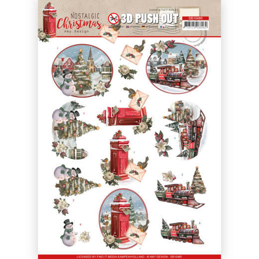 SB10485 3D Push Out - Amy Design - Nostalgic Christmas - Christmas Train uitdrukvel kersttrein