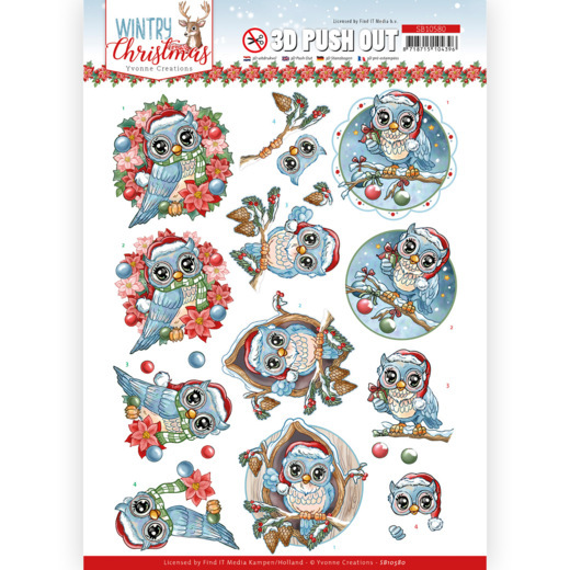 Uitdrukvel Yvonne Creations - Wintry Christmas - Christmas Owls