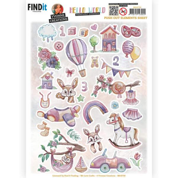 SB10730 3D Push Out - Yvonne Creations - Hello World - Small Elements B SB10730 3D Push Out - Yvonne Creations - Hello World - Small Elements B