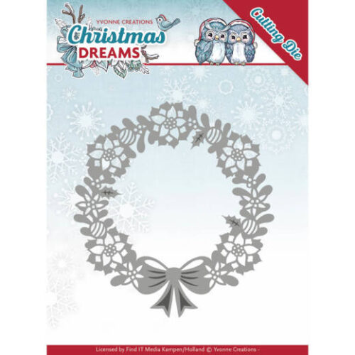 Snijmal Yvonne Creations kerstkrans - Poinsettia Wreath