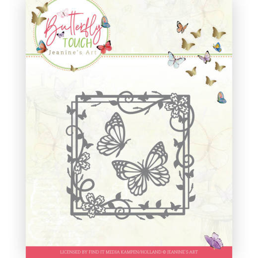 Snijmallen frame met krullen en bloemen, vlinders