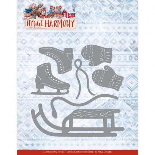 ADD10328 Snijmallen - Amy Design - Hygge Harmony - Harmony Winter Sports snijmallen slee, schaatsen, handschoenen