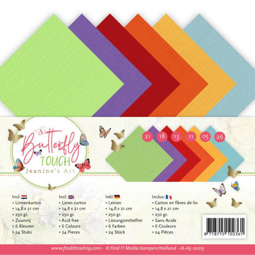 Linen Cardstock Pack - A5 - Jeanine's Art - Butterfly Touch JA-A5-10013 linnenkarton A5