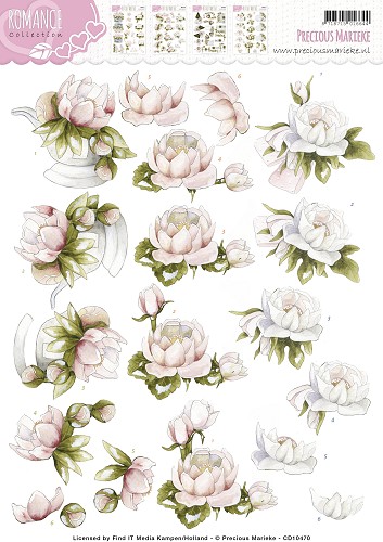 CD10470 3D Knipvel Precious Marieke Romance Peony Knipvel Precious Marieke bloemen