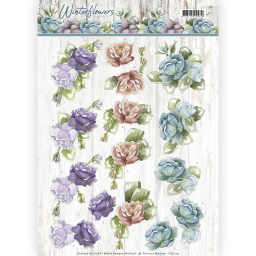 CD11191 3D knipvel - Precious Marieke - Winter Flowers - Roses knipvel bloemen rozen
