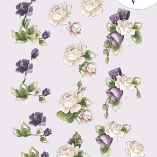 CD11494 3D knipvel Precious Marieke - Purple Flowers Knipvel paarse bloemen