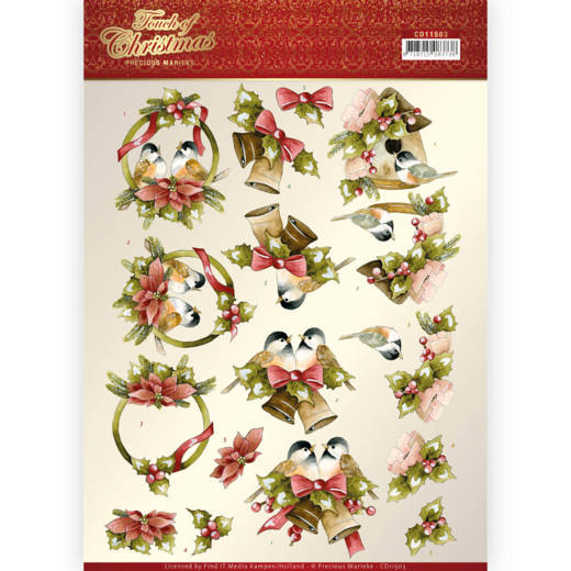 Knipvel kerst vogels bloemen