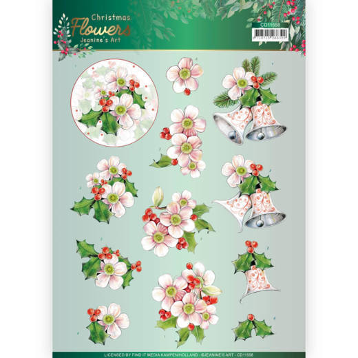 Knipvel roze kerstbloemen - klokken
