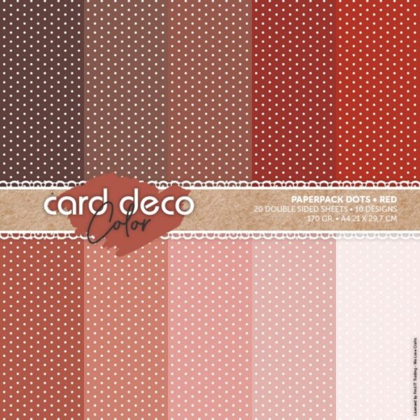 Card Deco Color Paperpack Dots Red A4