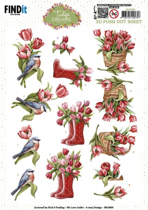 SB10995 Uitdrukvel - Amy Design - Tulip Dreams - Red Tulips Uitdrukvel rode tulpen