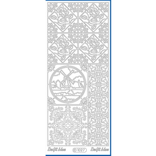 Starform 1027 sticker Delfts blauw tegeltjes Starform Outline sticker - tegeltjes Delfts blauw zilverkleurig