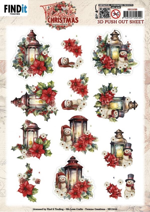 SB11039 Yvonne Ceations - Uitdrukvel - Floral Christmas Lantern