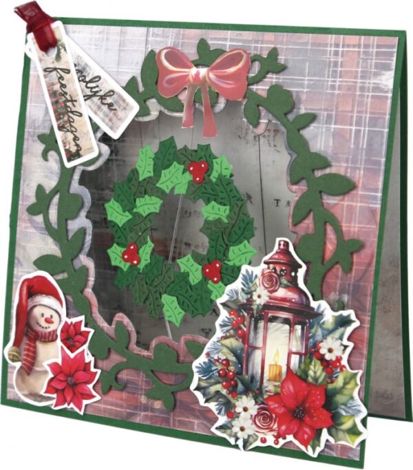 YCD10366 Yvonne Creations - snijmallen - Floral Christmas Floral Wreath