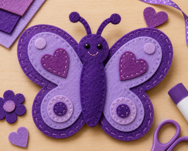 Vilt voorbeeld paarstinten vlinder Viltlapjes fuchsia 20x30cm – 5 stuks – Hobby&Crafting Fun
