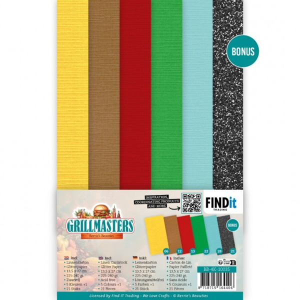 BB-4K-10035 Linen Cardstock Pack - Berries Beauties - Grillmasters - 4K Linnenkarton vierkant grillmasters