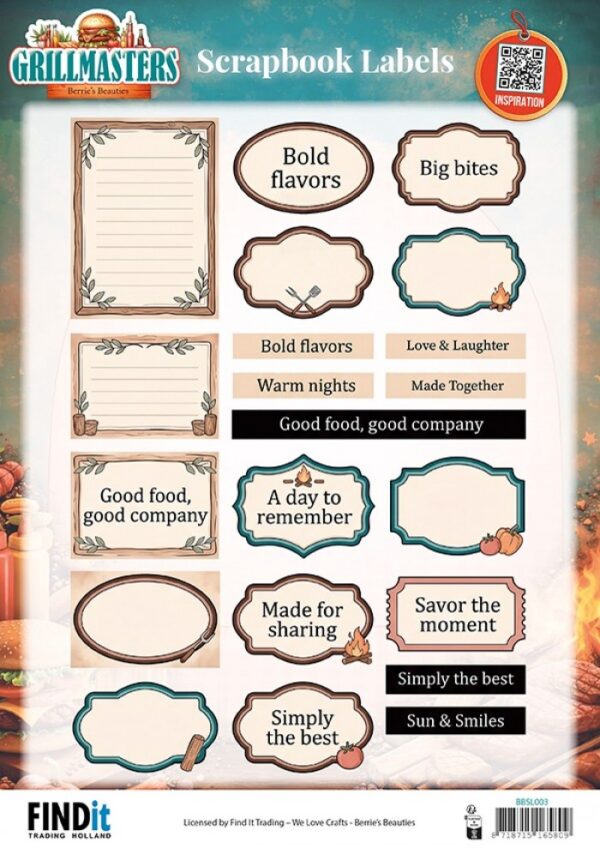 Berrie's Beauties Scrapbook Labels - Grillmasters - EN