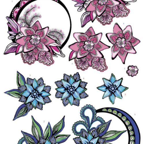 3D Knipvel Yvon's Art - Blue and Pink Swirls - CD11413 3D Knipvel Yvon's Art - Blue and Pink Swirls - CD11413