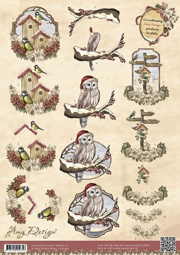 CD10392 3D Knipvel - Amy Design - Kerstvogels