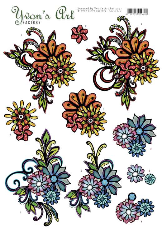 3D Knipvel - Yvon's Art - Flower Design