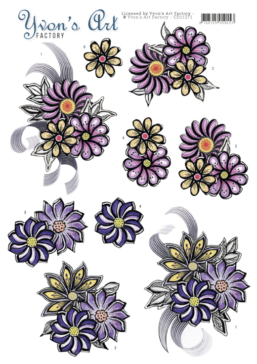 CD11271 3D Knipvel - Yvon's Art - Flower Corsage CD11271 3D Knipvel - Yvon's Art - Flower Corsage