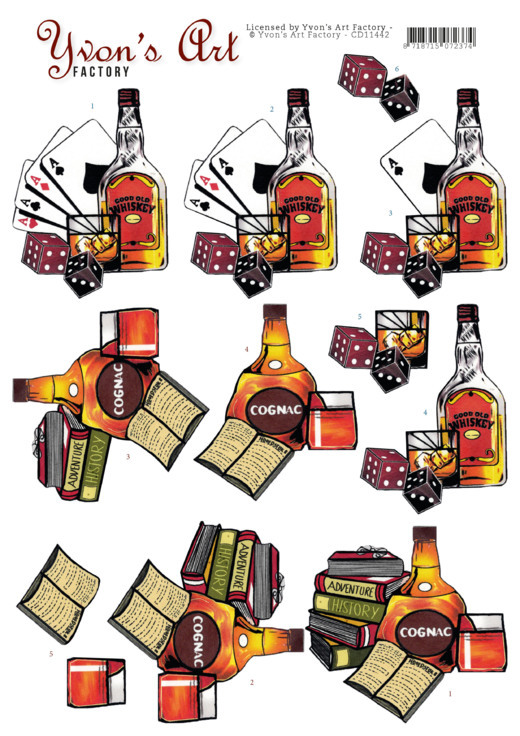 CD11442 3D Knipvel - Yvon's Art - Cognac and Whiskey - CD11442 3D Knipvel - Yvon's Art - Cognac and Whiskey -