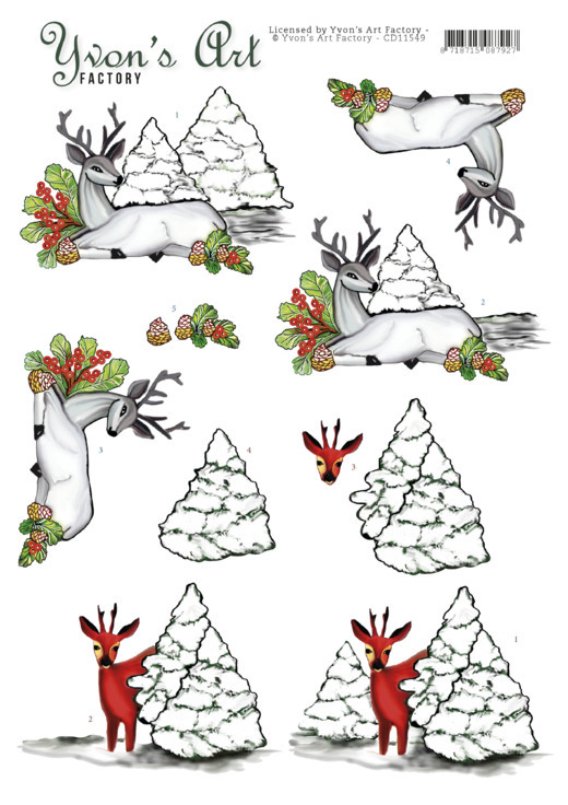CD11549 3D knipvel - Yvon's Art - Deer CD11549 3D knipvel - Yvon's Art - Deer