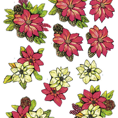 CD11551 3D knipvel - Yvon's Art - Poinsettia CD11551 3D knipvel - Yvon's Art - Poinsettia